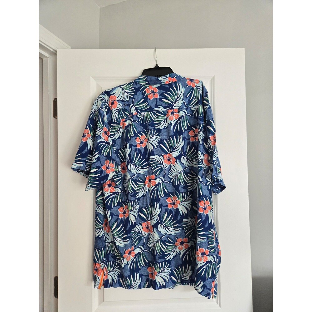 Tommy Bahama Marina Blooms Camp Shirt Mens XL Madras Blue Floral